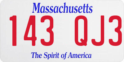 MA license plate 143QJ3