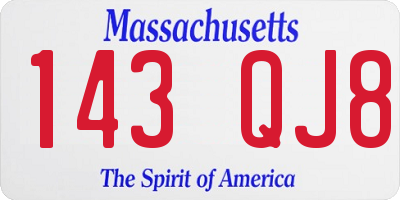 MA license plate 143QJ8