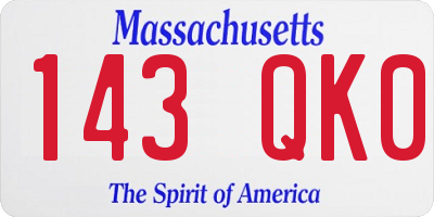 MA license plate 143QK0