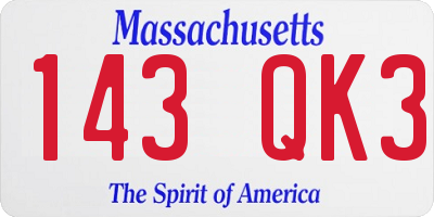 MA license plate 143QK3