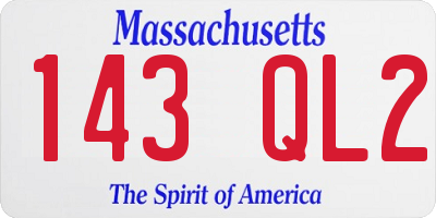 MA license plate 143QL2