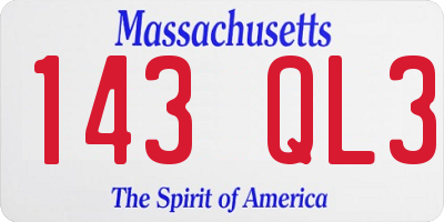 MA license plate 143QL3