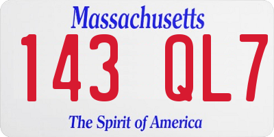 MA license plate 143QL7