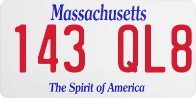 MA license plate 143QL8