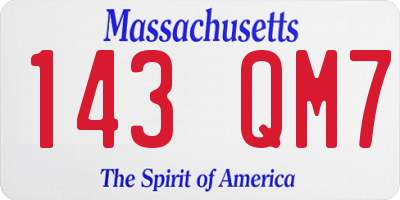 MA license plate 143QM7