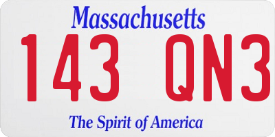 MA license plate 143QN3