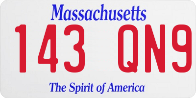 MA license plate 143QN9