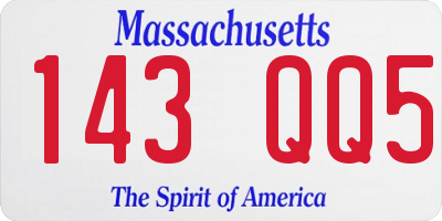 MA license plate 143QQ5