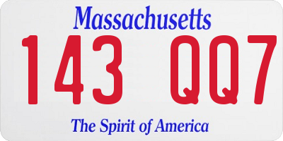 MA license plate 143QQ7