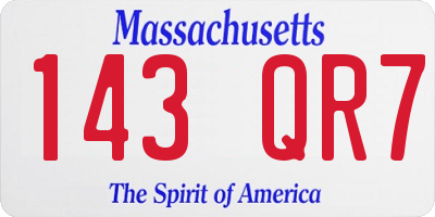 MA license plate 143QR7