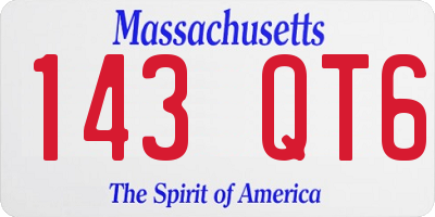 MA license plate 143QT6