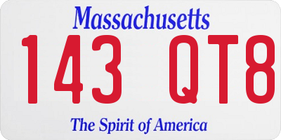 MA license plate 143QT8