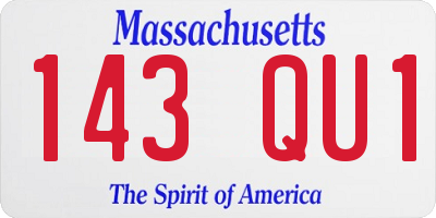 MA license plate 143QU1