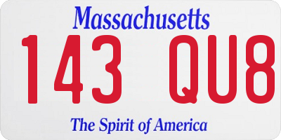 MA license plate 143QU8