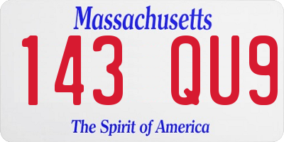 MA license plate 143QU9