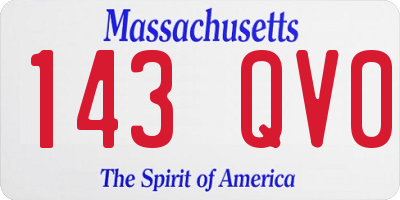 MA license plate 143QV0