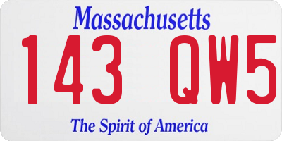 MA license plate 143QW5