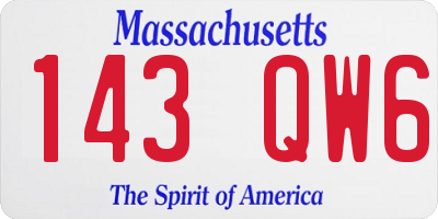 MA license plate 143QW6