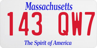 MA license plate 143QW7