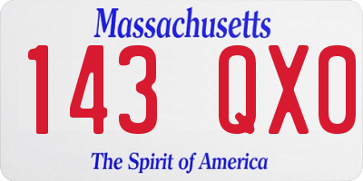 MA license plate 143QX0