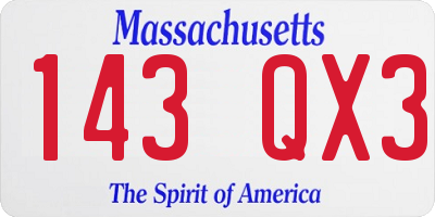 MA license plate 143QX3