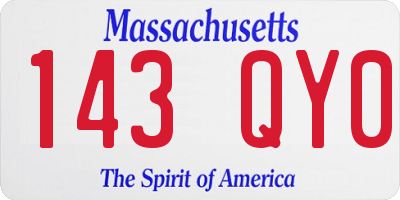 MA license plate 143QY0
