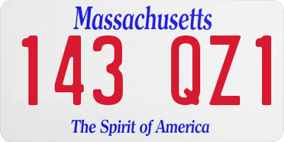 MA license plate 143QZ1