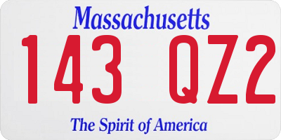 MA license plate 143QZ2