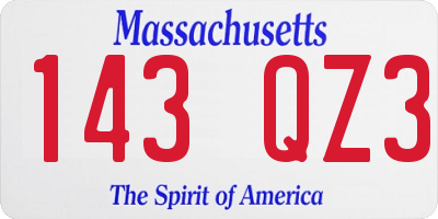 MA license plate 143QZ3