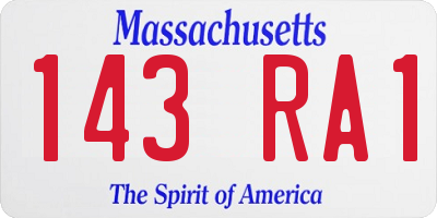 MA license plate 143RA1