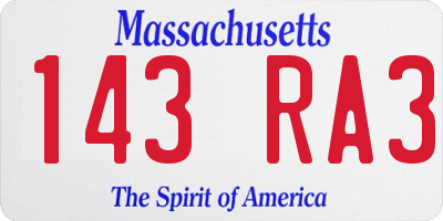MA license plate 143RA3