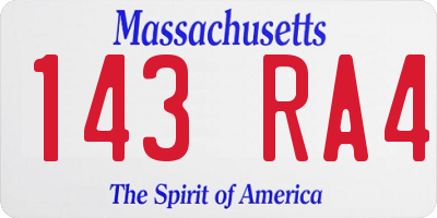 MA license plate 143RA4