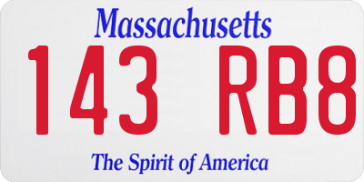 MA license plate 143RB8