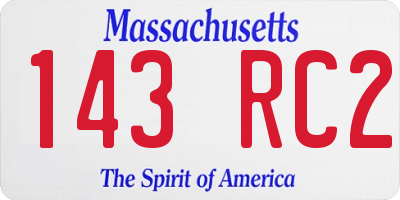 MA license plate 143RC2