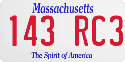MA license plate 143RC3