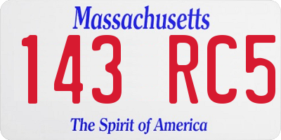 MA license plate 143RC5