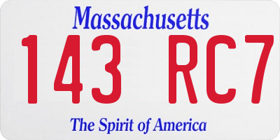MA license plate 143RC7