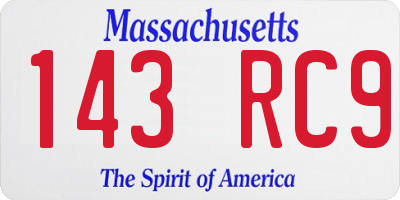 MA license plate 143RC9