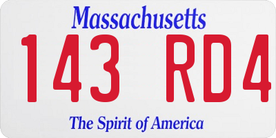 MA license plate 143RD4