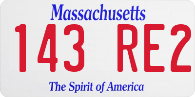 MA license plate 143RE2
