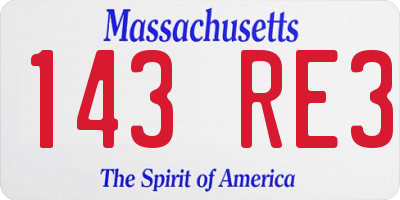 MA license plate 143RE3