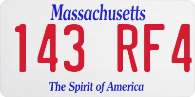 MA license plate 143RF4