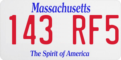 MA license plate 143RF5