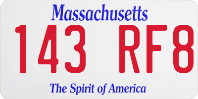 MA license plate 143RF8