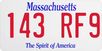 MA license plate 143RF9