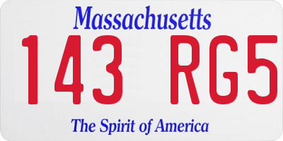 MA license plate 143RG5