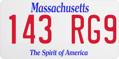 MA license plate 143RG9