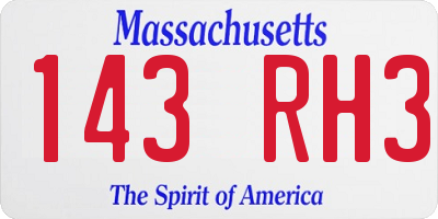MA license plate 143RH3