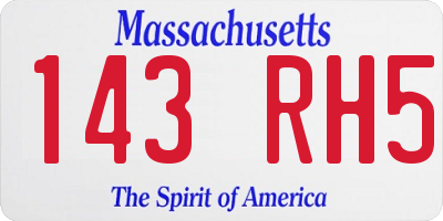MA license plate 143RH5