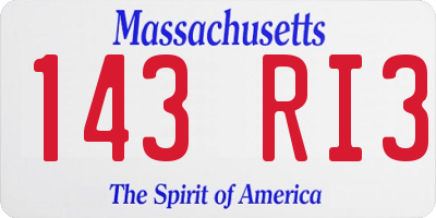 MA license plate 143RI3